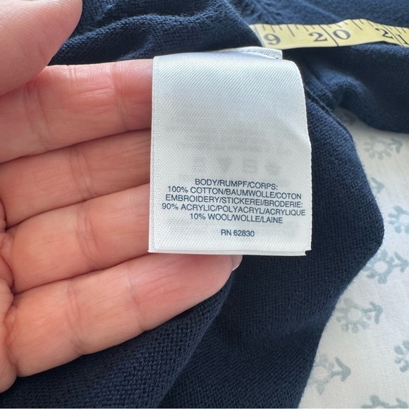 Lands End Women’s Navy Cardigan with Embroidered Trim - Picture 6 of 6